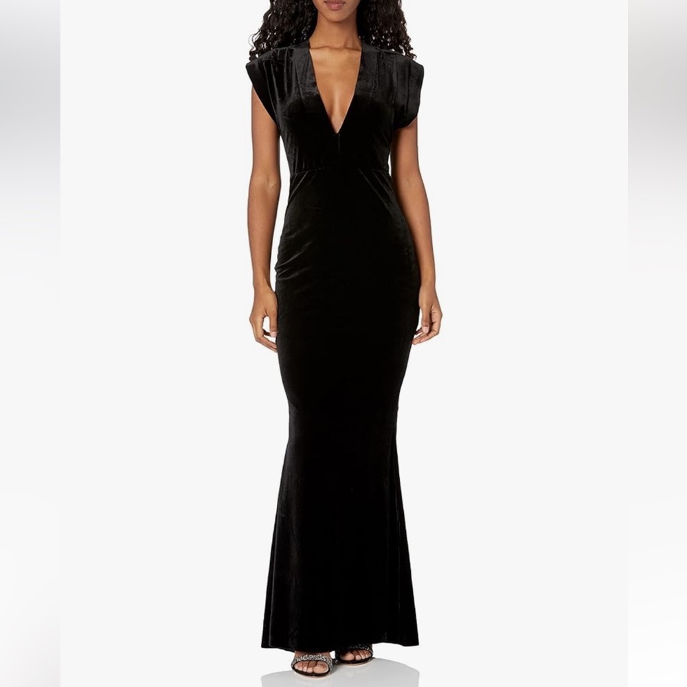 New | Norma Kamali Women's V Neck Rectangle Gown Medium Velvet
